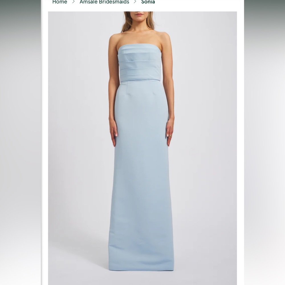 Amsale Light Blue Strapless Wedding Dress